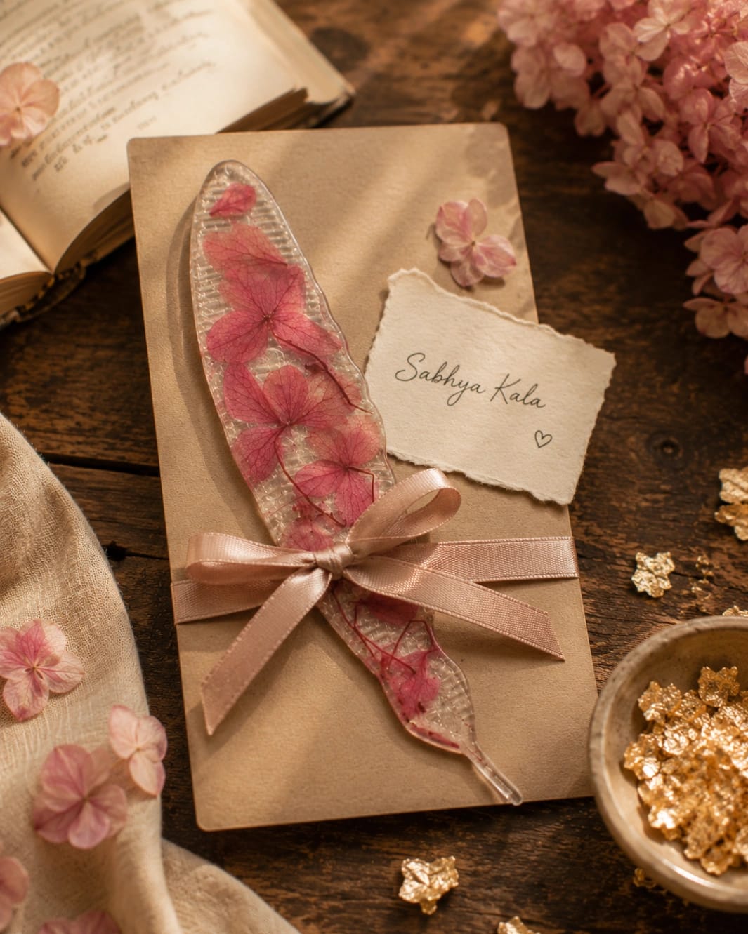 Pressed Flower Resin Bookmark - Luxury Handcrafted Resin Art | Sabhya Kala
