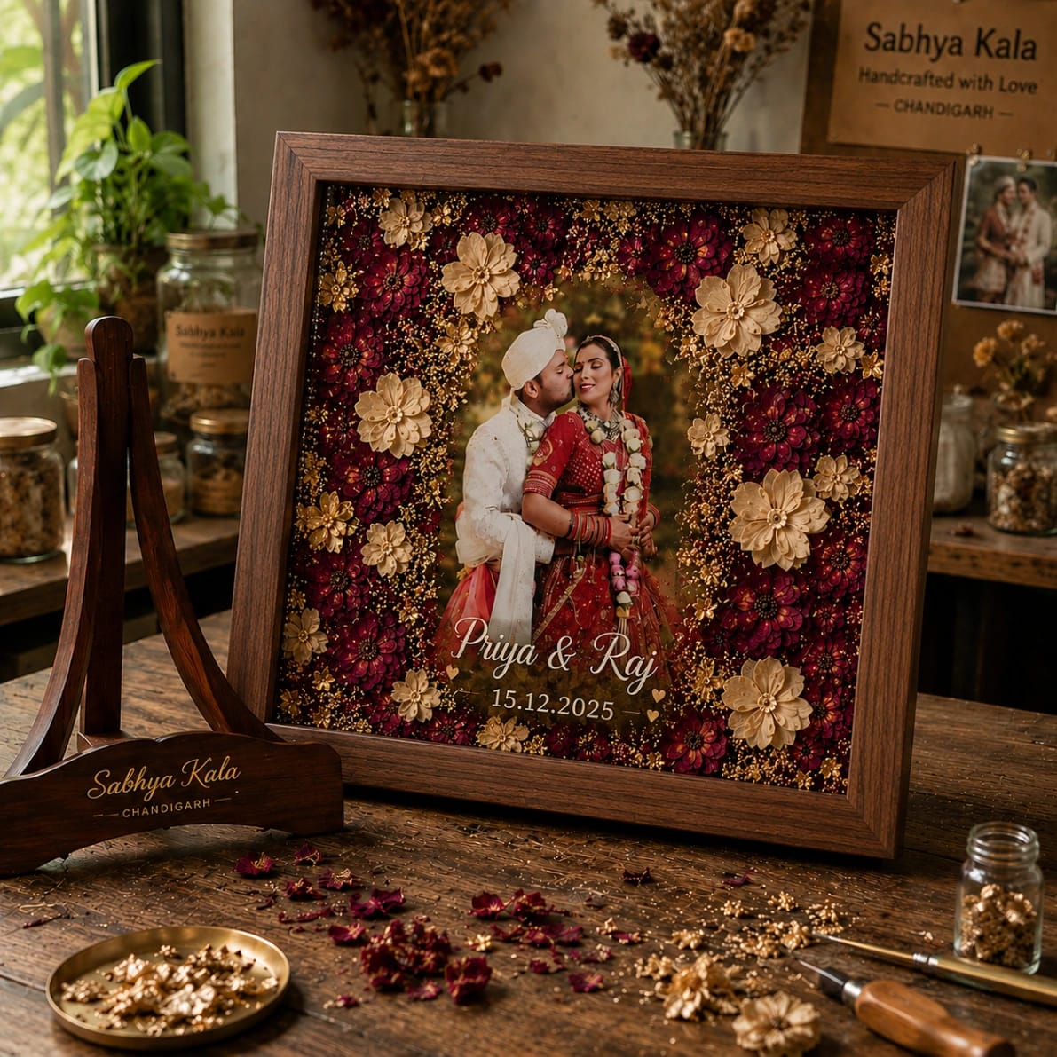 Grand Varmala Frame — Square - Luxury Handcrafted Resin Art | Sabhya Kala